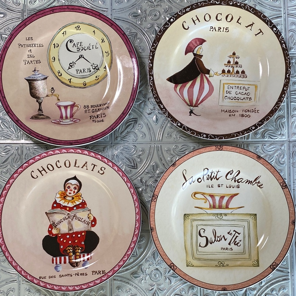 The Sakura Table Sweet Treats Parisian Decorative 9”Plates Set of 4